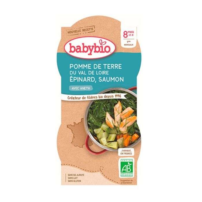 BABYBIO POMME DE TERRE EPINARD SAUMON 8MOIS + PACK DE 2