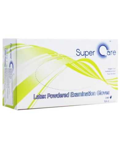 SUPERCARE LATEX POWDERED EXAMINATION GLOVES 100 UNITES MEDIUM