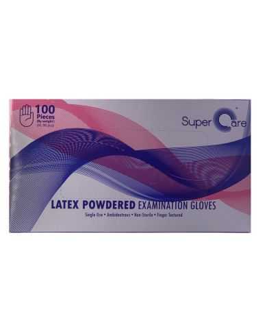 SUPERCARE LATEX POWDERED EXAMINATION GLOVES 100 PIECES TAILLE L