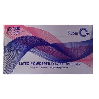 SUPERCARE LATEX POWDERED EXAMINATION GLOVES 100 PIECES TAILLE L