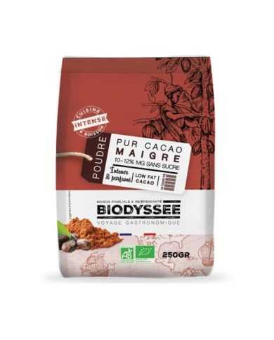 BIODYSSEE POUDRE PUR CACAO MAIGRE 250 G