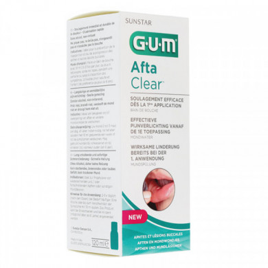 GUM AFTA CLEAR BAIN DE BOUCHE APHTES ET LESIONS BUCCALES 120ML
