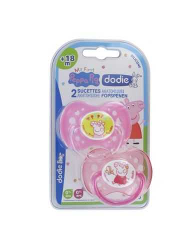 DODIE 2 SUCETTES ANATOMIQUES PEPPA PIG 18 MOIS + ROSE