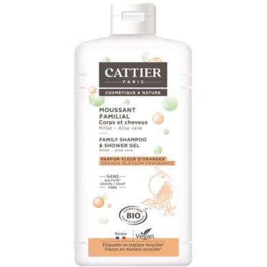 CATTIER MOUSSANT FAMILIAL CORPS ET CHEVEUX MILLET ET ALOE VERA500 ML SANS SULFATE