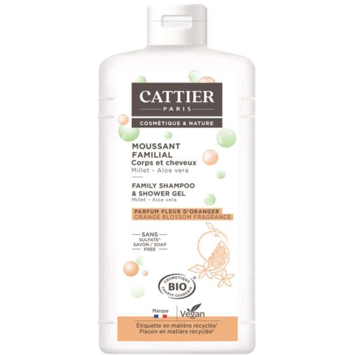 CATTIER MOUSSANT FAMILIAL CORPS ET CHEVEUX MILLET ET ALOE VERA500 ML SANS SULFATE