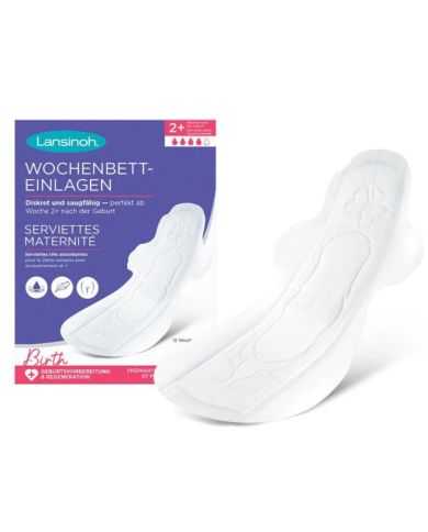 LANSINOH SERVIETTES DE MATERNITE 12 PIECES TAILLE M 2 SEMAINES+