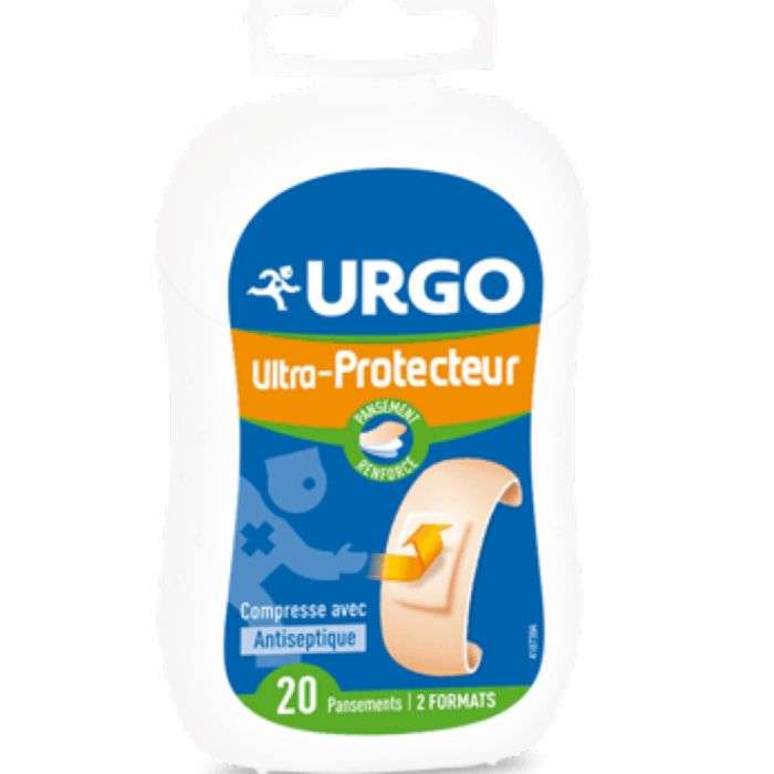 URGO ULTRA PROTECTEUR COMPRESSE AVEC ANTISEPTIQUE 20 PANSEMENTS