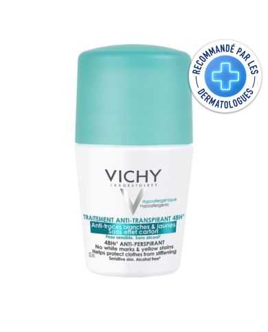 VICHY TRAITEMENT ANTI TRANSPIRANT ANTI TRACES BLANCHES ET JAUNES 48 H 50 ML