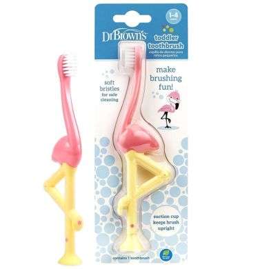 DR BROWNS BROSSE A DENTS BEBE 1-4 ANS FLAMANT ROSE