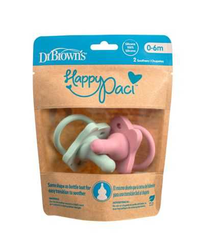 DR BROWN'S HAPPYPACI 2 SUCETTES SILICONE 0-6 MOIS