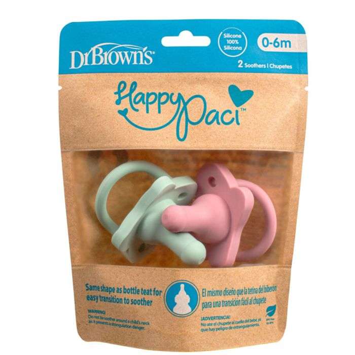 DR BROWN'S HAPPYPACI 2 SUCETTES SILICONE 0-6 MOIS