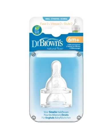 DR BROWNS TETINE COLE ETROIT NIVEAU 3 6MOIS+ PACK DE 2