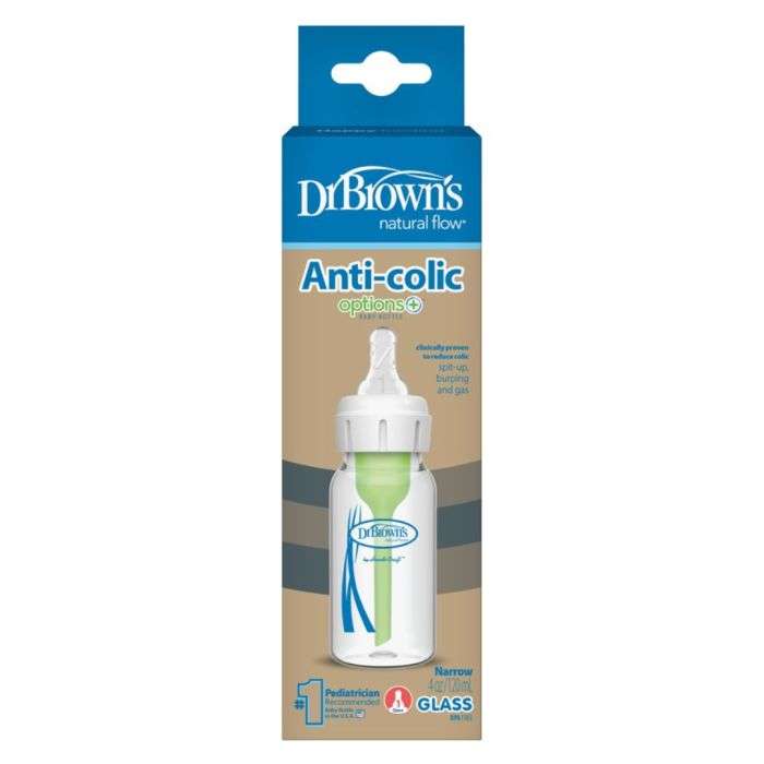 DR BROWNS BIBERON EN VERRE ANTI COLIC OPTION +120 ML COL ETROIT