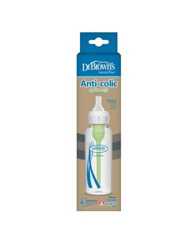 DR BROWNS BIBERON EN VERRE ANTI COLIC OPTION +250 ML COL ETROIT 0M+