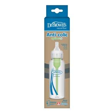 DR BROWNS BIBERON EN VERRE ANTI COLIC OPTION +250 ML COL ETROIT 0M+