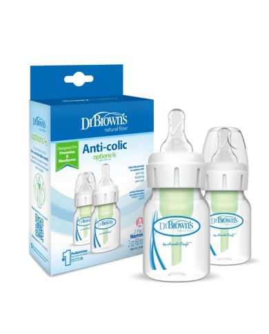 DR BROWNS PAQUET DE 2 BIBERONS ANTI COLIC OPTION  ETROIT 60 ML+ TETINE