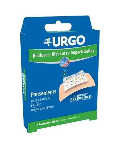 URGO BRULURES BLESSURES SUPERFICIELLES 4 PANSEMENTS STERILES