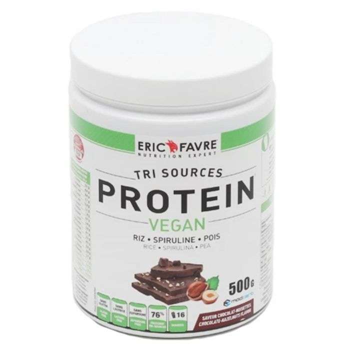 ERIC FAVRE TRI SOURCES PROTEIN VEGAN RIZ SPIRULINE POIS SAVEUR CHOCOLAT NOISETTES 500 G
