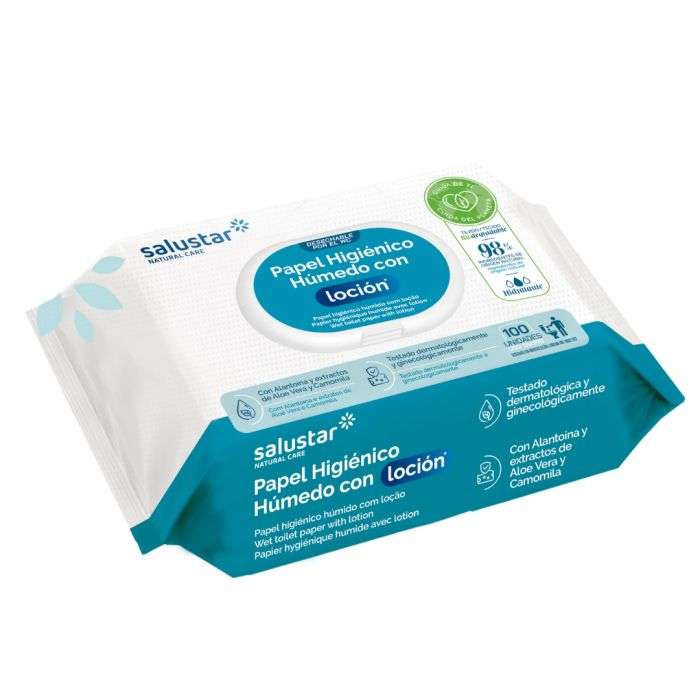 SALUSTAR LINGETTES PAPIER TOILETTE HUMIDE 100 UNITES
