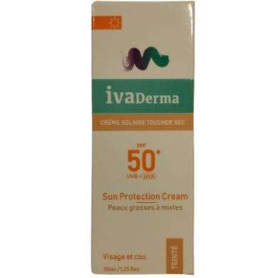 IVADERMA CREME SOLAIRE TOUCHER SEC SPF 50+ TEINTE 50ML