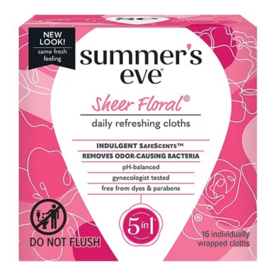 Summer's Eve SHEER Floral cleansing cloths for sensitive skin 5in1