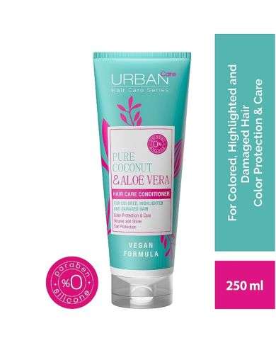 URBAN CARE PURE COCO ET ALOE VERA  APRES SHAMPOING CHEVEUX COLORES 250 ML