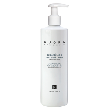KUORA OFFRE CREME EMOLLIENTE OMEGA 3 6 ET 9 PEAUX SENSIBLES SECS ET ATOPIQUE 400 ML + DERMOGEL OIL OFFERTE