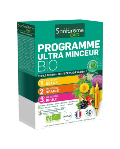 SANTAROME BIO PROGRAMME ULTRA MINCEUR 30 AMPOULES DE 10 ML