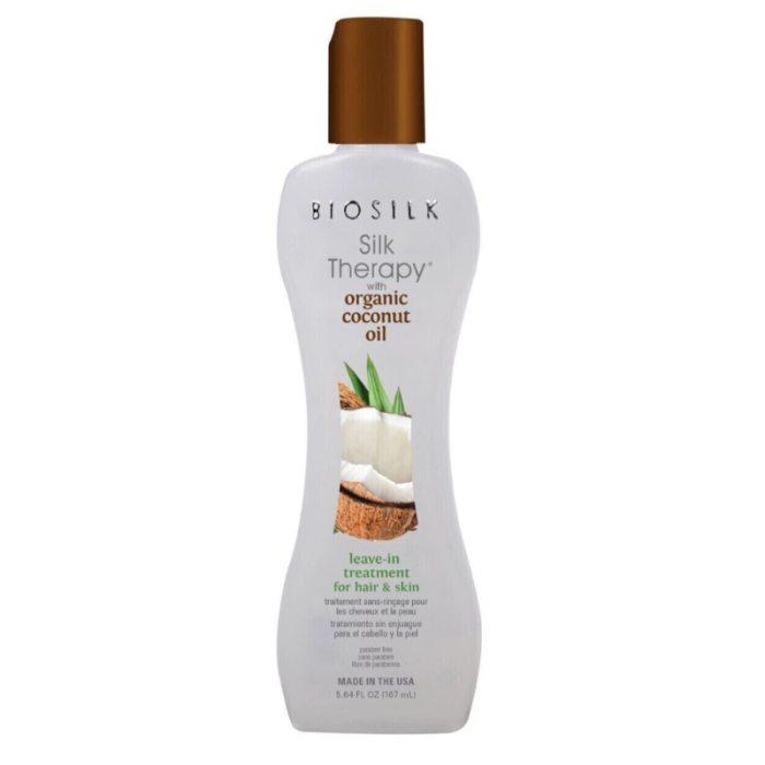 BIOSILK OFFRE SILK THERAPY ORGANIC COCONUT OIL LEAVE IN POUR CHEVEUX 167 ML + SILK INFUSION 15ML OFFERT