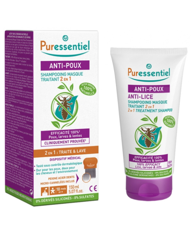PURESSENTIEL SHAMPOING MASQUE 2 EN 1 ANTI POUX  150 ML