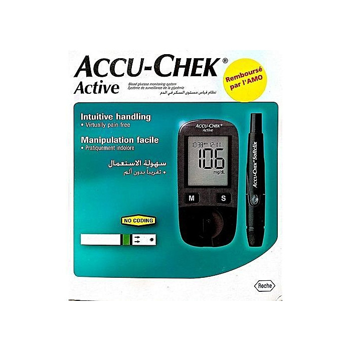 ACCU CHEK ACCU-CHEK Active Kit de Lecteur de Glycemie + 10 Bandelettes