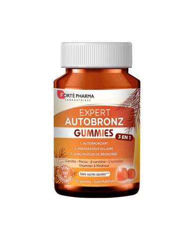 FORTE PHARMA EXPERT AUTOBRONZ GUMMIES 3 EN 1 GOUT MULTIFRUITS 60 GOMMES