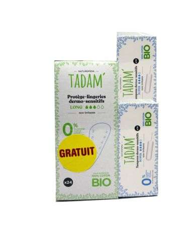 TADAM LOT DE 2 TAMPONS SUPER DERMO SENSITIFS + PROTEGE LINGERIES OFFERT