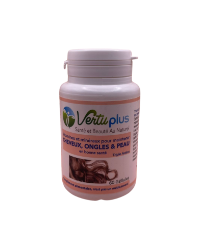 VERTUPLUS VITAMINES ET MINERAUX CHEVEUX ONGLES ET PEAU 60 GELULES