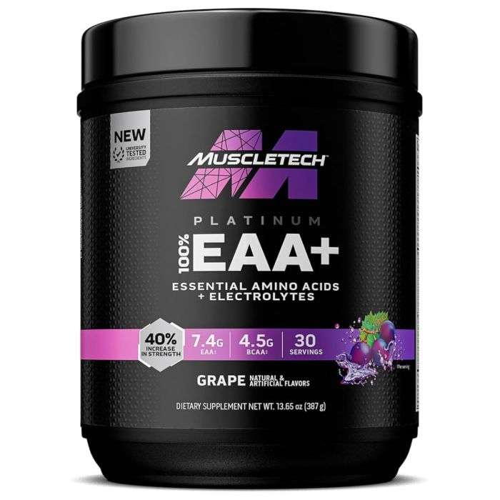 MUSCLETECH PLATINUM EAA+ ESSENTIAL AMINO ACIDS + ELECTROLYTES SAVEUR PUNCH AUX RAISIN 387 G
