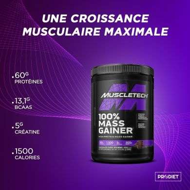 MUSCLETECH 100% MASS GAINER 2.33 KG SAVEUR CHOCOLAT BROWNIE