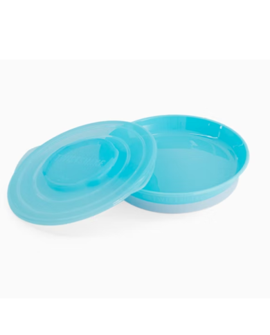 TWISTSHAKE ASSIETTE D'APPRENTISSAGE REPAS BEBE AVEC COUVERCLE BLEU 6 MOIS PLUS