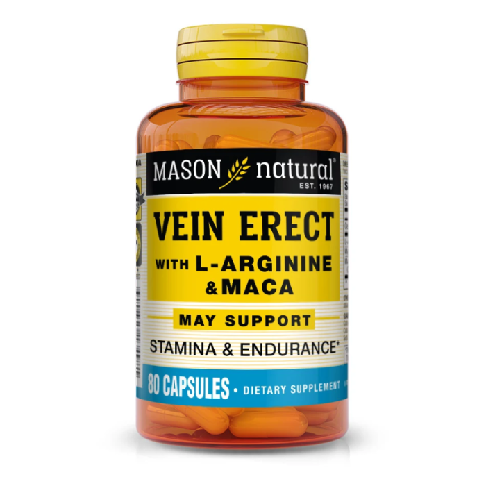 MASON NATURAL VEIN ERECT WITH L ARGININE ET MACA 80 CAPSULES