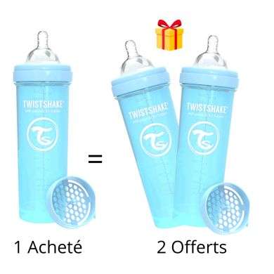 TWISTSHAKE OFFRE 1 BABY BOTTLE ANTI COLIC ALL IN ONE 330ML 4M+ BLEU ACHETE 2 OFFERTS