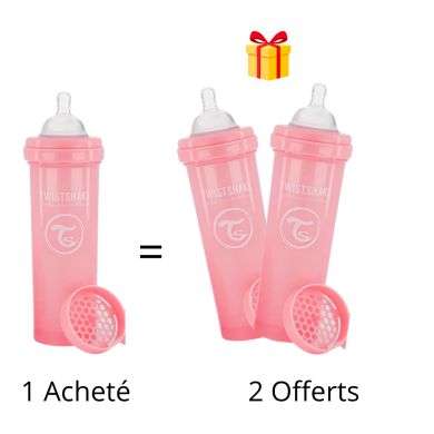 TWISTSHAKE OFFRE BABY 1 BOTTLE ANTI COLIC ALL IN ONE 330ML 4M+ ROSE ACHETE 2 OFFERTS 