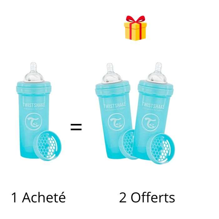 TWISTSHAKE OFFRE 1 BABY BOTTLE ANTI COLICALL IN ONE 260 ML 2M+ BLEU ACHETE 2 OFFERTS 