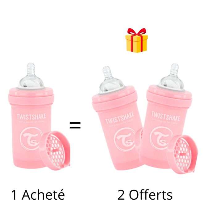 TWISTSHAKE OFFRE 1 BABY BOTTLE ANTI COLICALL IN ONE 180 ML 0M+ ROSE ACHETE 2 OFFERTS 