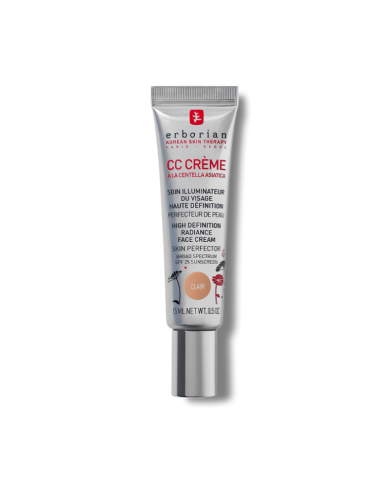 ERBORIAN CC CREME A LA CENTELLA CLAIR SOIN ILLUMINATEUR VISAGE SPF 25 15 ML