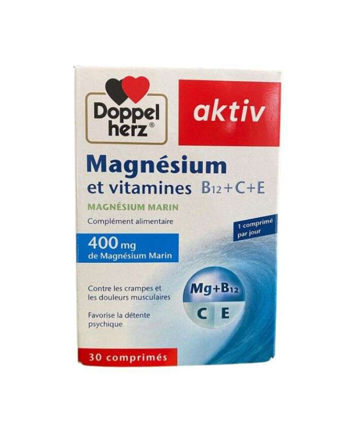 DOPPELHERZ AKTIV MAGNESIUM ET VITAMINES B12+C+E 30 COMPRIMES