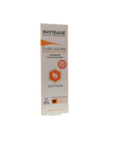 PHYTEANE FLUIDE SOLAIRE TOUCHER SEC INVISIBLE SPF 50+ PEAU MIXTE A GRASSE 100 ML