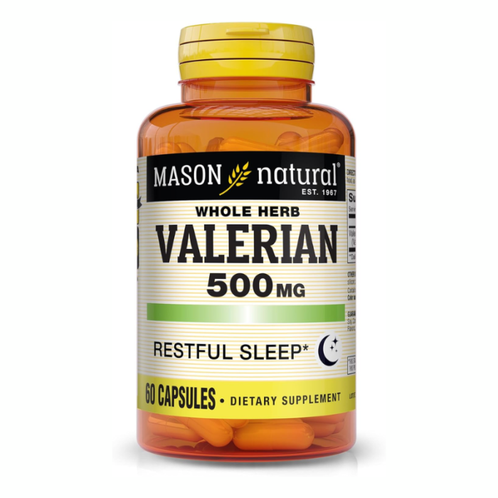 MASON NATURAL WHOLE HERB VALERIAN 500 MG 60 CAPSULES