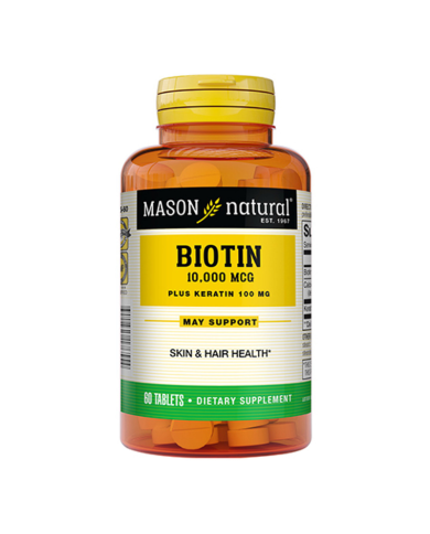 MASON NATURAL BIOTIN 10000 MCG PLUS KERATIN 100 MG 60 COMPRIMES