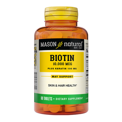 MASON NATURAL BIOTIN 10000 MCG PLUS KERATIN 100 MG 60 COMPRIMES