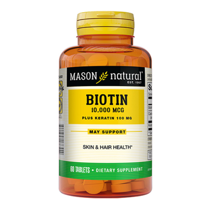 MASON NATURAL BIOTIN 10000 MCG PLUS KERATIN 100 MG 60 COMPRIMES