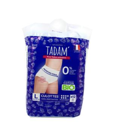 TADAM CULOTTES FUITES URINAIRES COTON BIO PLUS NIGHT X 12